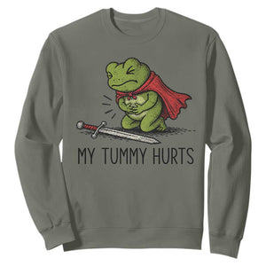 Tummy Hurts Funny Medieval Frog Sweatshirt Dark Fantasy Meme