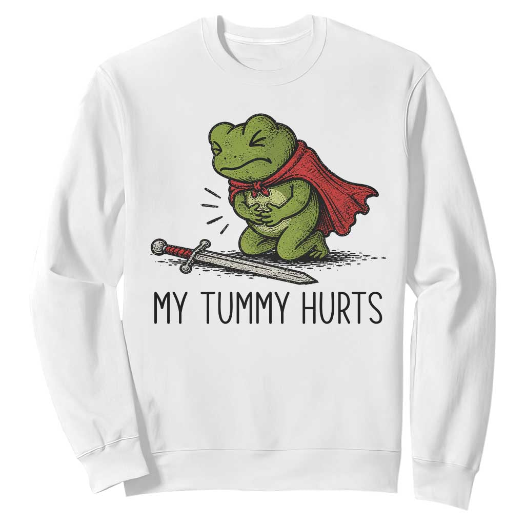 Tummy Hurts Funny Medieval Frog Sweatshirt Dark Fantasy Meme
