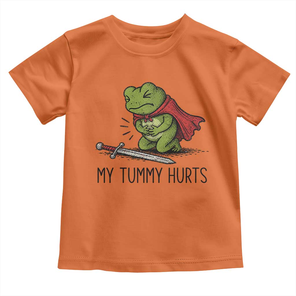 Tummy Hurts Funny Medieval Frog Toddler T Shirt Dark Fantasy Meme