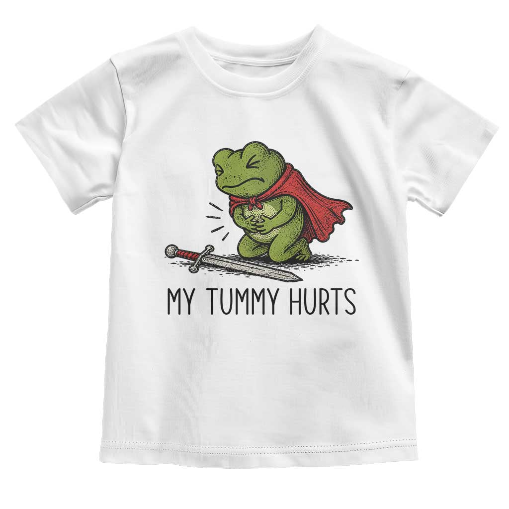 Tummy Hurts Funny Medieval Frog Toddler T Shirt Dark Fantasy Meme