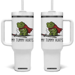 Tummy Hurts Funny Medieval Frog Tumbler With Handle Dark Fantasy Meme