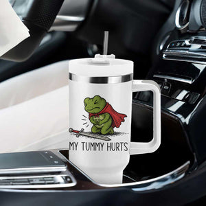 Tummy Hurts Funny Medieval Frog Tumbler With Handle Dark Fantasy Meme