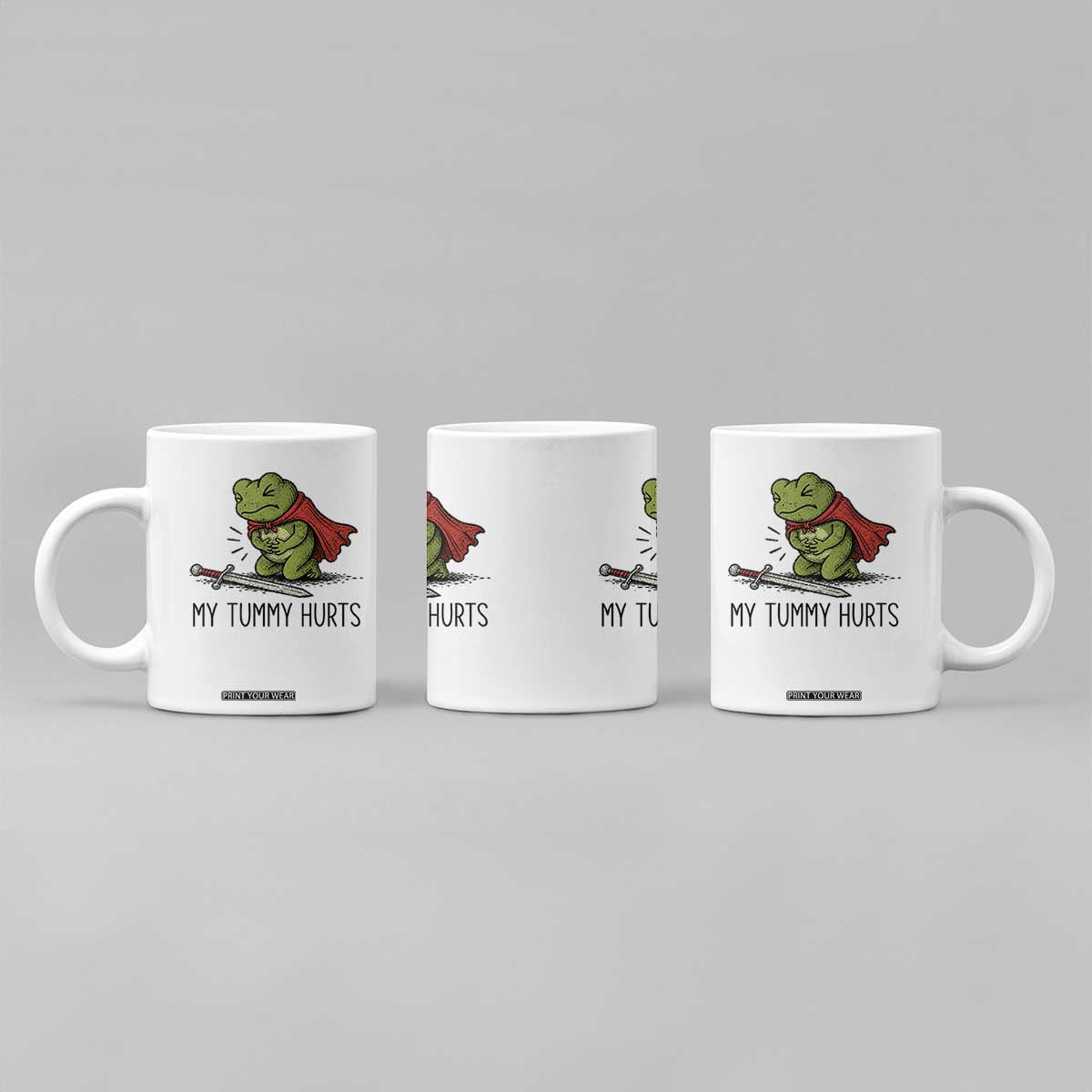 Tummy Hurts Funny Medieval Frog Coffee Mug Dark Fantasy Meme