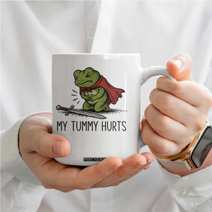 Tummy Hurts Funny Medieval Frog Coffee Mug Dark Fantasy Meme