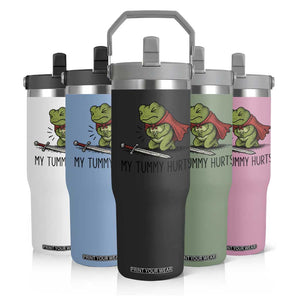 Tummy Hurts Funny Medieval Frog Flip Straw Tumbler Dark Fantasy Meme