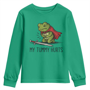 Tummy Hurts Funny Medieval Frog Youth Sweatshirt Dark Fantasy Meme