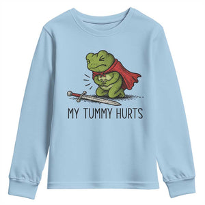 Tummy Hurts Funny Medieval Frog Youth Sweatshirt Dark Fantasy Meme