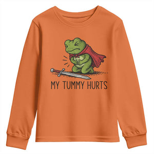 Tummy Hurts Funny Medieval Frog Youth Sweatshirt Dark Fantasy Meme