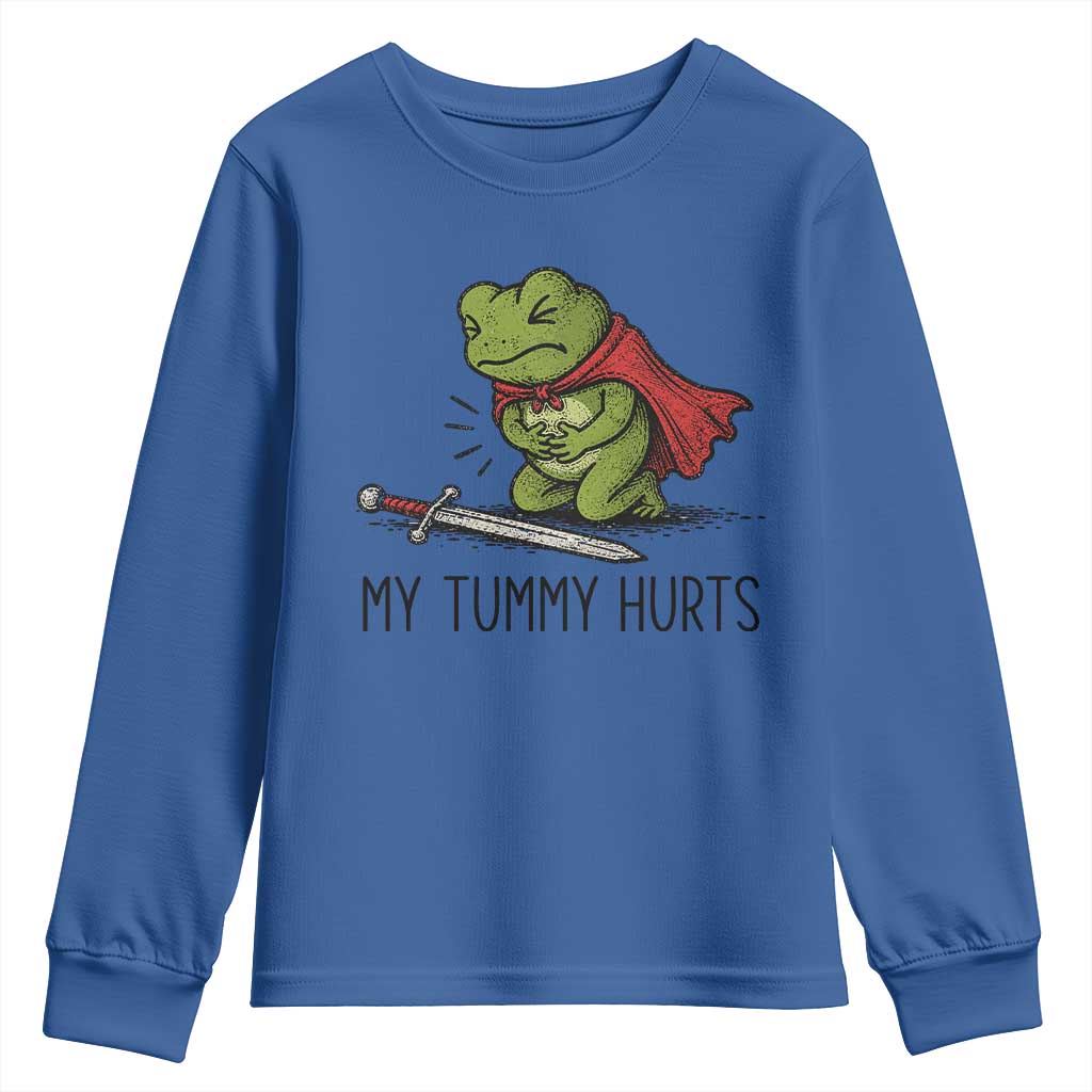 Tummy Hurts Funny Medieval Frog Youth Sweatshirt Dark Fantasy Meme