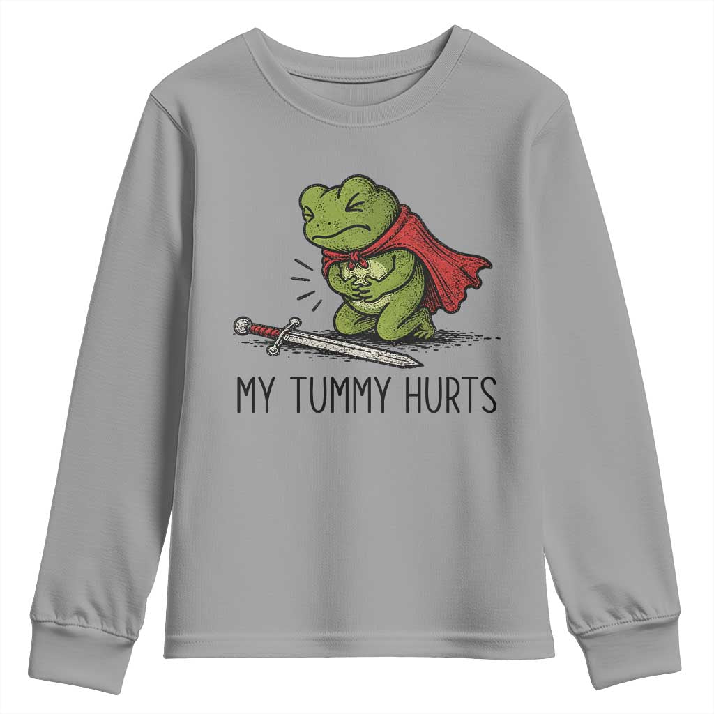 Tummy Hurts Funny Medieval Frog Youth Sweatshirt Dark Fantasy Meme
