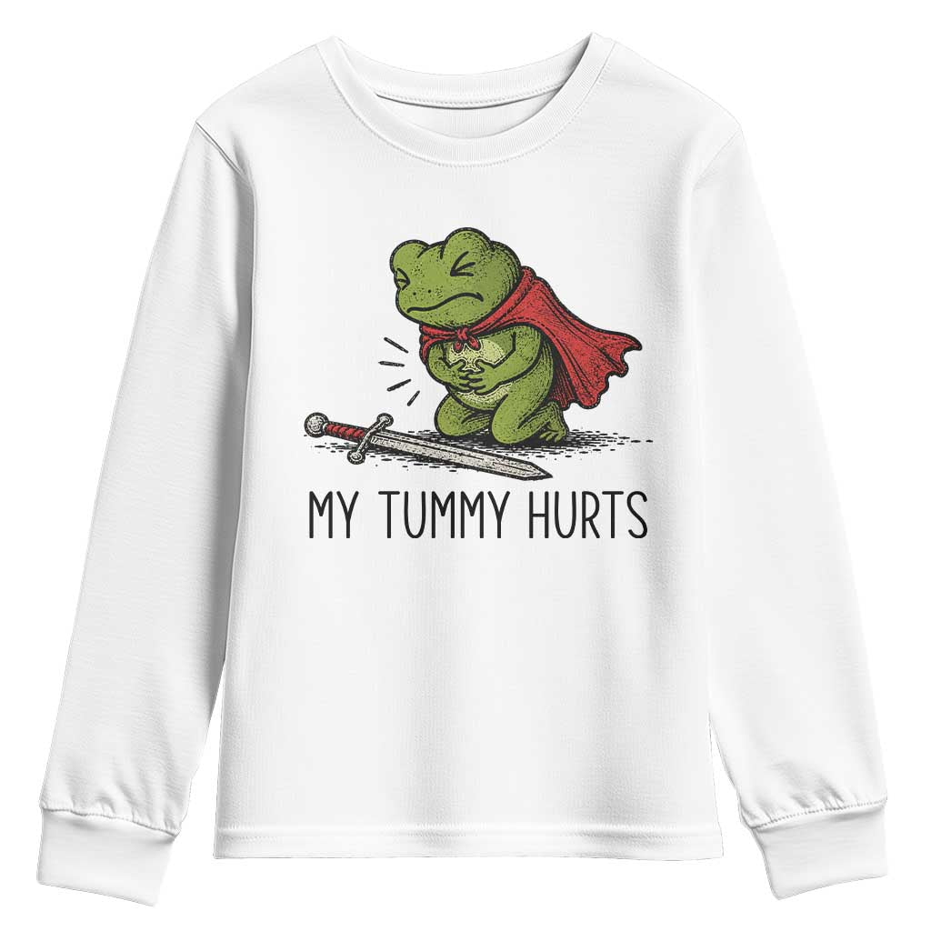 Tummy Hurts Funny Medieval Frog Youth Sweatshirt Dark Fantasy Meme