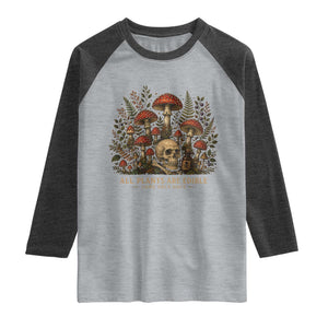 All Plants Are Edible Some Only Once Raglan Shirt Vintage Mushroom Skull Gothic Plant Lover