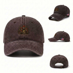 All Plants Are Edible Some Only Once Washed Cotton Baseball Cap Vintage Mushroom Skull Gothic Plant Lover TS10 Washed Cap Universal Fit Dark Brown Print Your Wear