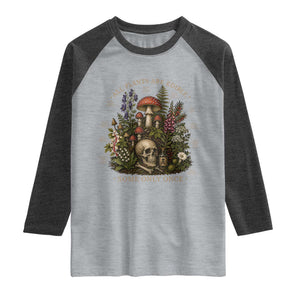 All Plants Are Edible Some Only Once Raglan Shirt Vintage Botanical Mushroom Skull Gothic Plant Lover