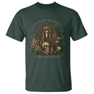 All Plants Are Edible Some Only Once T Shirt Vintage Botanical Mushroom Skull Gothic Plant Lover