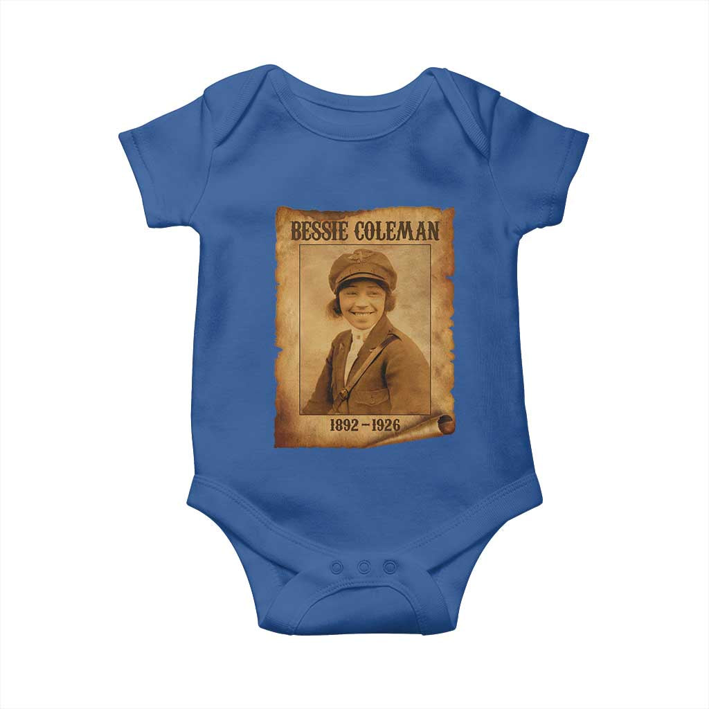 Bessie Coleman First African American Female Pilot Baby Onesie Black History TS10 Royal Blue Print Your Wear