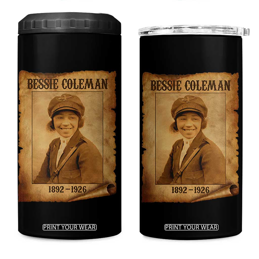 Bessie Coleman First African American Female Pilot 4 in 1 Can Cooler Tumbler Black History TS10 One Size: 16 oz Black Print Your Wear