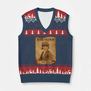 Bessie Coleman First African American Female Pilot V-Neck Knit Sweater Vest Black History TS10 Navy Red Print Your Wear