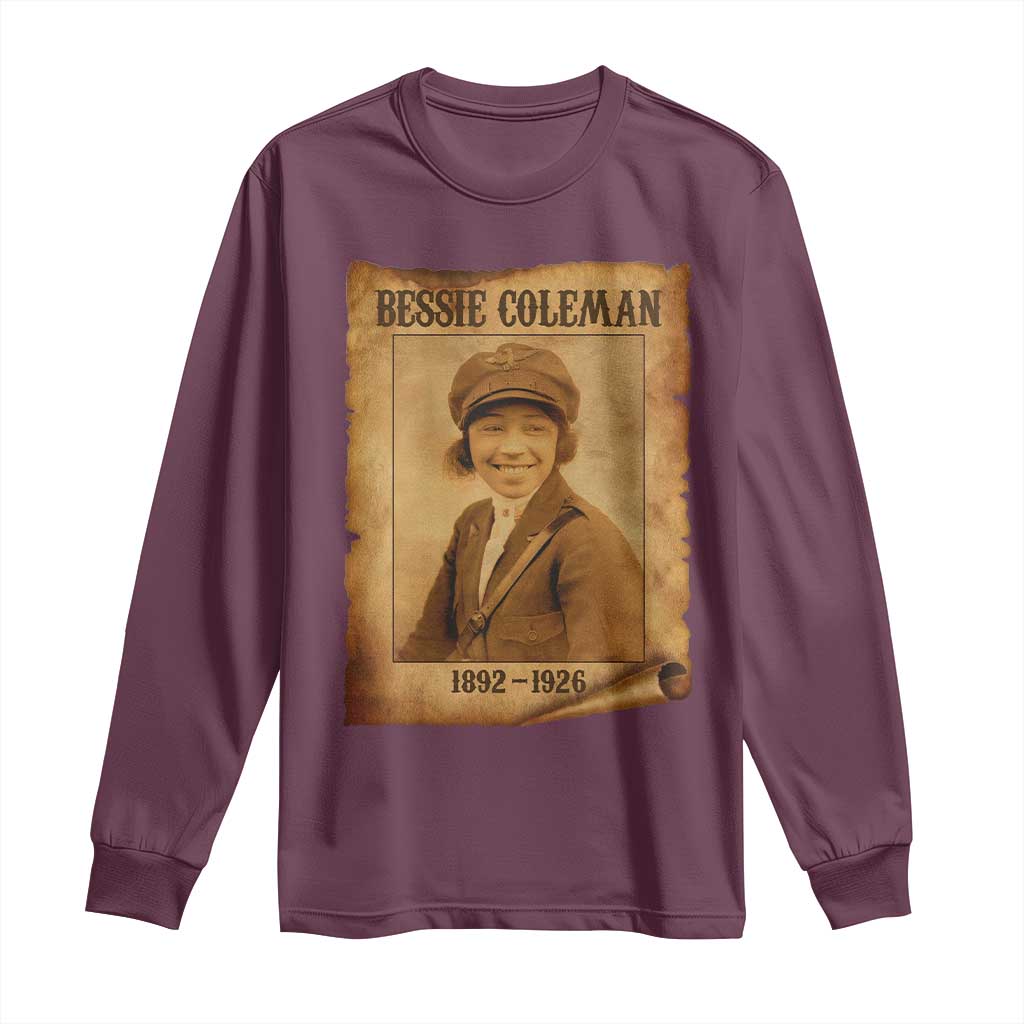 Bessie Coleman First African American Female Pilot Long Sleeve Shirt Black History TS10 Maroon Print Your Wear