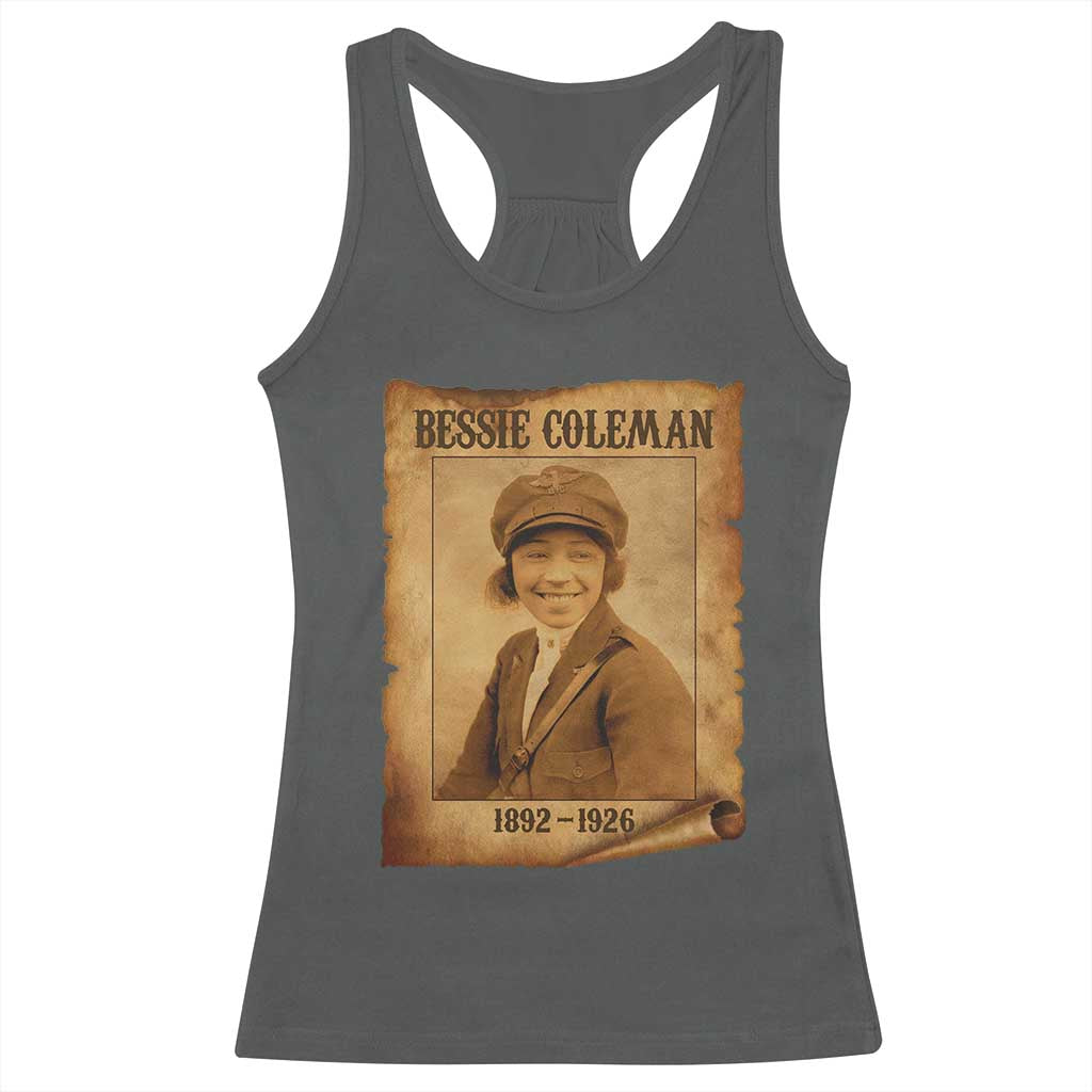 Bessie Coleman First African American Female Pilot Racerback Tank Top Black History TS10 Dark Heather Print Your Wear