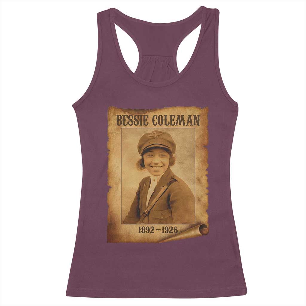 Bessie Coleman First African American Female Pilot Racerback Tank Top Black History TS10 Maroon Print Your Wear