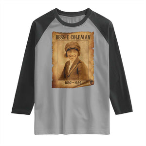 Bessie Coleman First African American Female Pilot Raglan Shirt Black History TS10 Sport Gray Black Print Your Wear