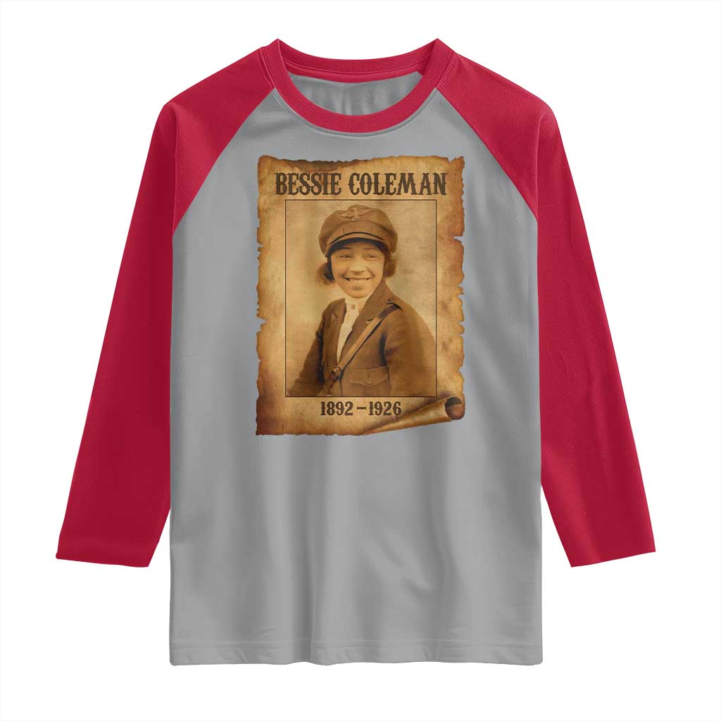 Bessie Coleman First African American Female Pilot Raglan Shirt Black History TS10 Sport Gray Red Print Your Wear