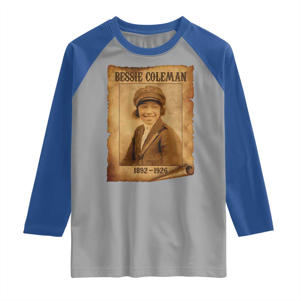 Bessie Coleman First African American Female Pilot Raglan Shirt Black History TS10 Sport Gray Royal Print Your Wear