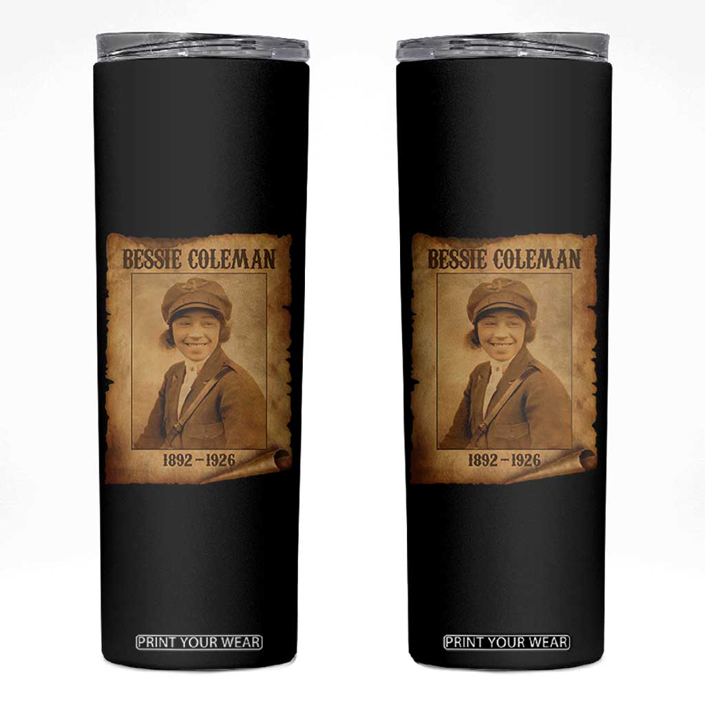Bessie Coleman First African American Female Pilot Skinny Tumbler Black History TS10 Black Print Your Wear