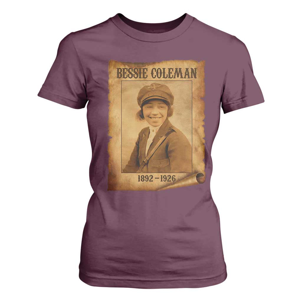Bessie Coleman First African American Female Pilot T Shirt For Women Black History TS10 Maroon Print Your Wear
