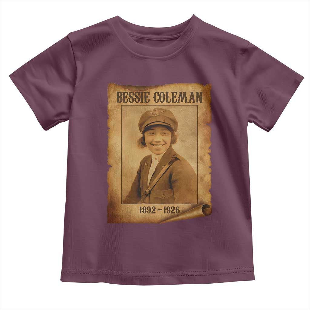 Bessie Coleman First African American Female Pilot Toddler T Shirt Black History TS10 Maroon Print Your Wear
