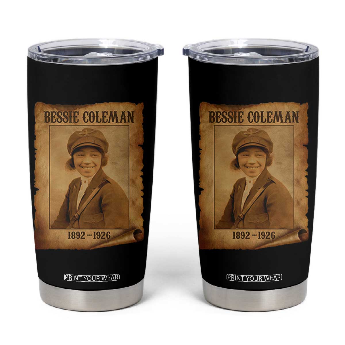 Bessie Coleman First African American Female Pilot Tumbler Cup Black History TS10 Black Print Your Wear