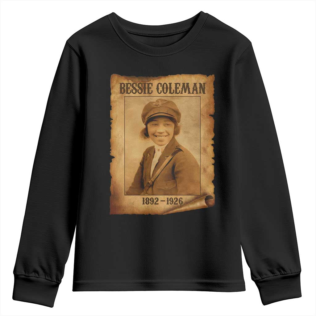 Bessie Coleman First African American Female Pilot Youth Sweatshirt Black History TS10 Black Print Your Wear