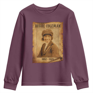 Bessie Coleman First African American Female Pilot Youth Sweatshirt Black History TS10 Maroon Print Your Wear