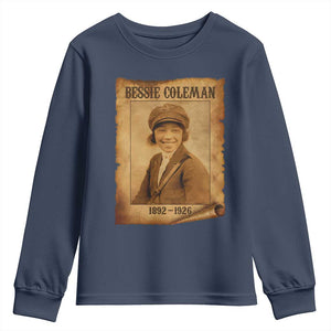 Bessie Coleman First African American Female Pilot Youth Sweatshirt Black History TS10 Navy Print Your Wear