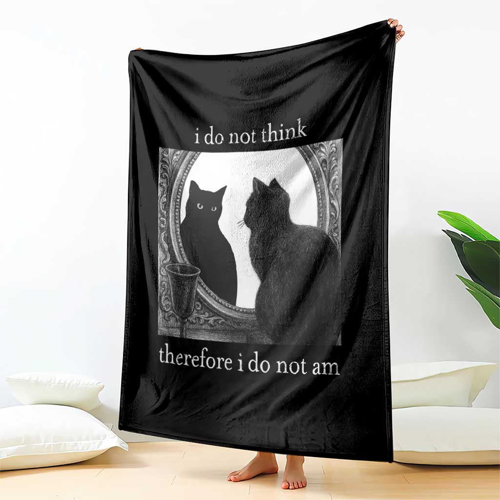 Funny Cat Throw Blanket I Do Not Think Therefore I Do Not Am Goth Emo Grunge Witchy TS10 Print Your Wear