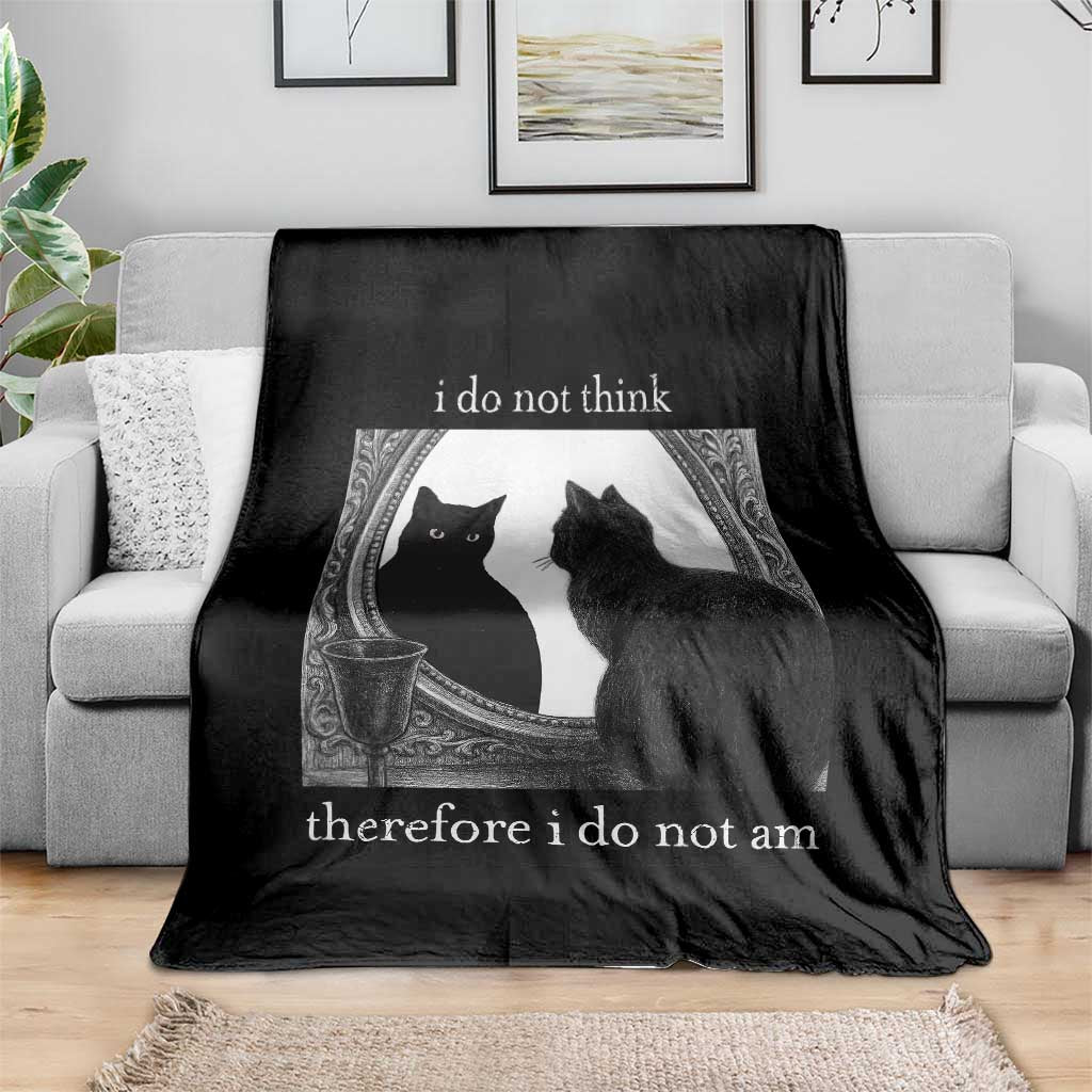 Funny Cat Throw Blanket I Do Not Think Therefore I Do Not Am Goth Emo Grunge Witchy TS10 Print Your Wear