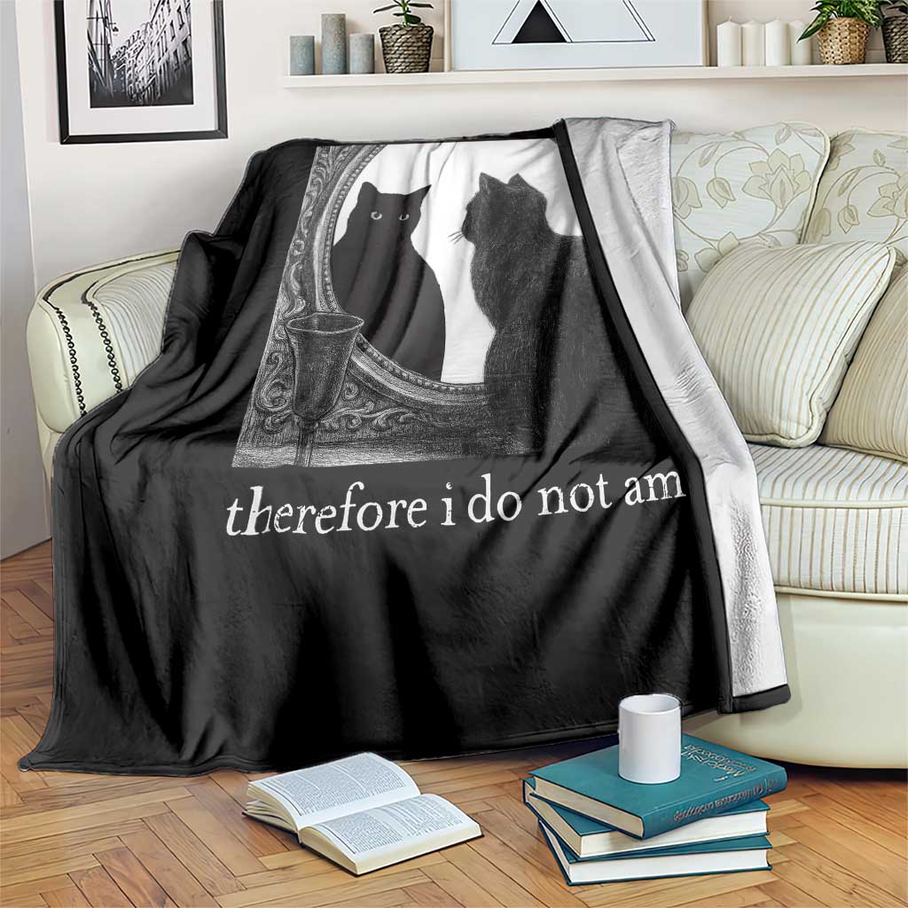 Funny Cat Throw Blanket I Do Not Think Therefore I Do Not Am Goth Emo Grunge Witchy TS10 Print Your Wear