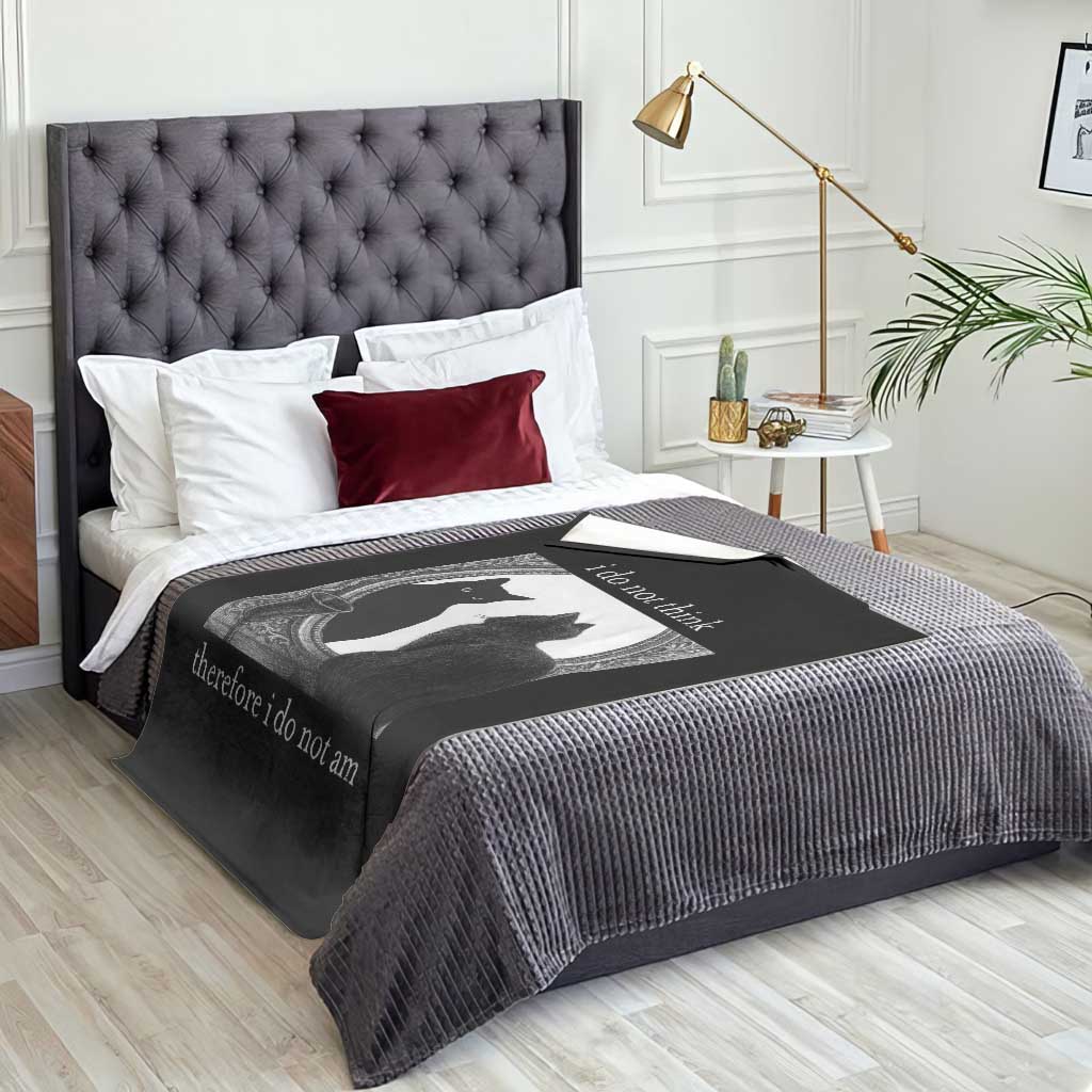 Funny Cat Throw Blanket I Do Not Think Therefore I Do Not Am Goth Emo Grunge Witchy TS10 Print Your Wear