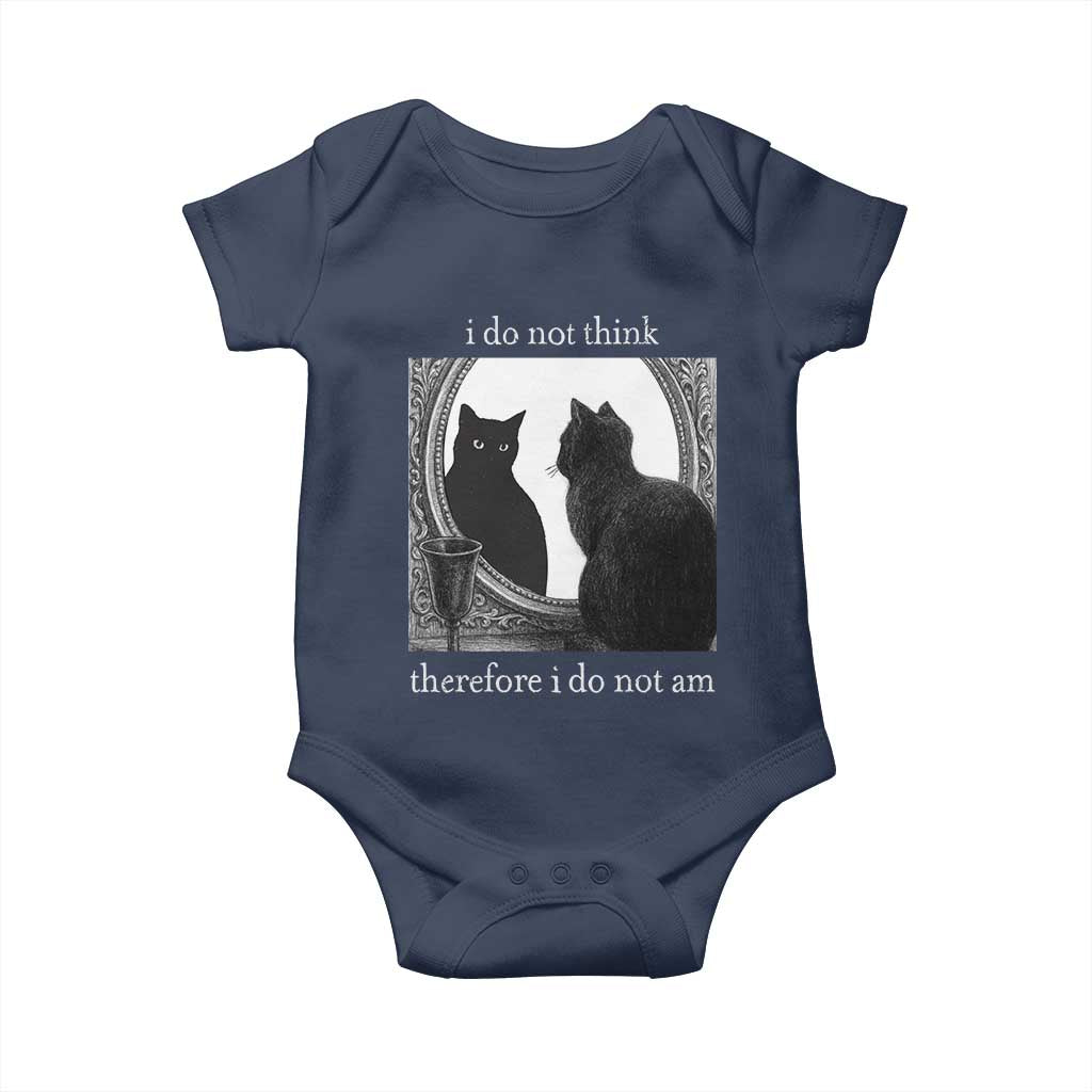 Funny Cat Baby Onesie I Do Not Think Therefore I Do Not Am Goth Emo Grunge Witchy TS10 Navy Print Your Wear
