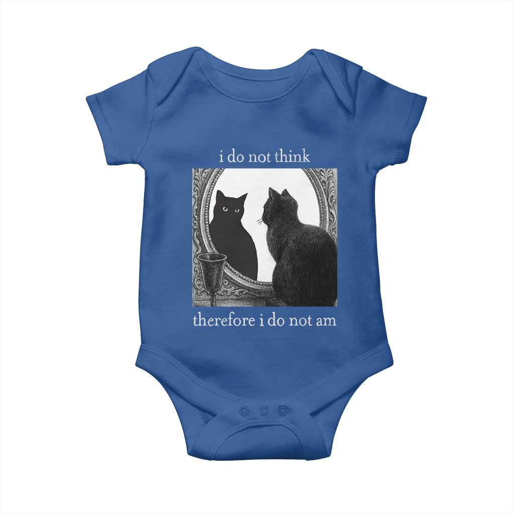 Funny Cat Baby Onesie I Do Not Think Therefore I Do Not Am Goth Emo Grunge Witchy TS10 Royal Blue Print Your Wear