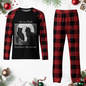 Funny Cat Plaid Pajama Set I Do Not Think Therefore I Do Not Am Goth Emo Grunge Witchy TS10 Buffalo Plaid Print Your Wear