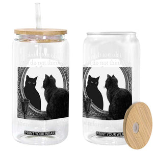 Funny Cat Glass Can I Do Not Think Therefore I Do Not Am Goth Emo Grunge Witchy TS10 Print Your Wear