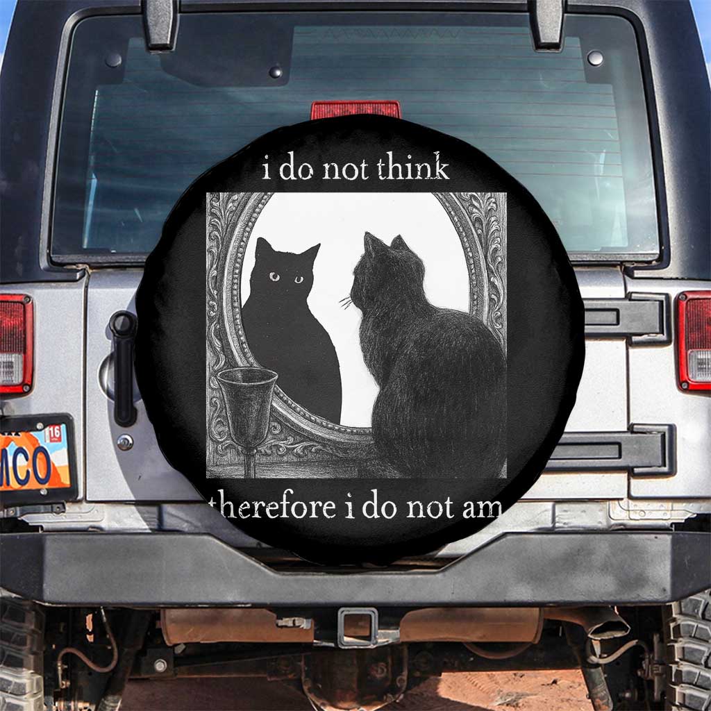 Funny Cat Spare Tire Cover I Do Not Think Therefore I Do Not Am Goth Emo Grunge Witchy TS10 No hole Black Print Your Wear
