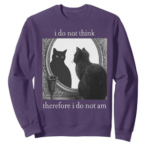 Funny Cat Sweatshirt I Do Not Think Therefore I Do Not Am Goth Emo Grunge Witchy TS10 Purple Print Your Wear