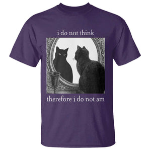 Funny Cat T Shirt I Do Not Think Therefore I Do Not Am Goth Emo Grunge Witchy TS10 Purple Print Your Wear