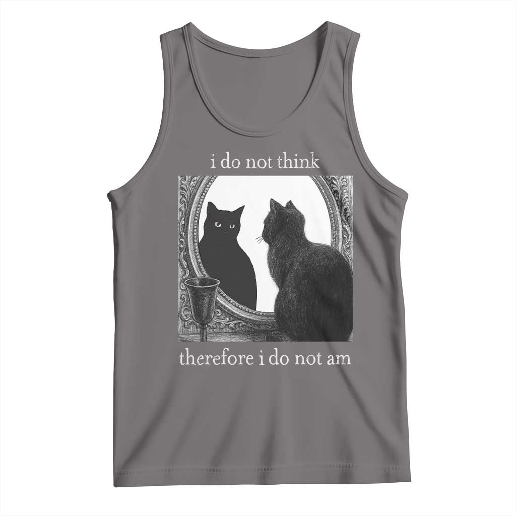 Funny Cat Tank Top I Do Not Think Therefore I Do Not Am Goth Emo Grunge Witchy TS10 Deep Heather Print Your Wear