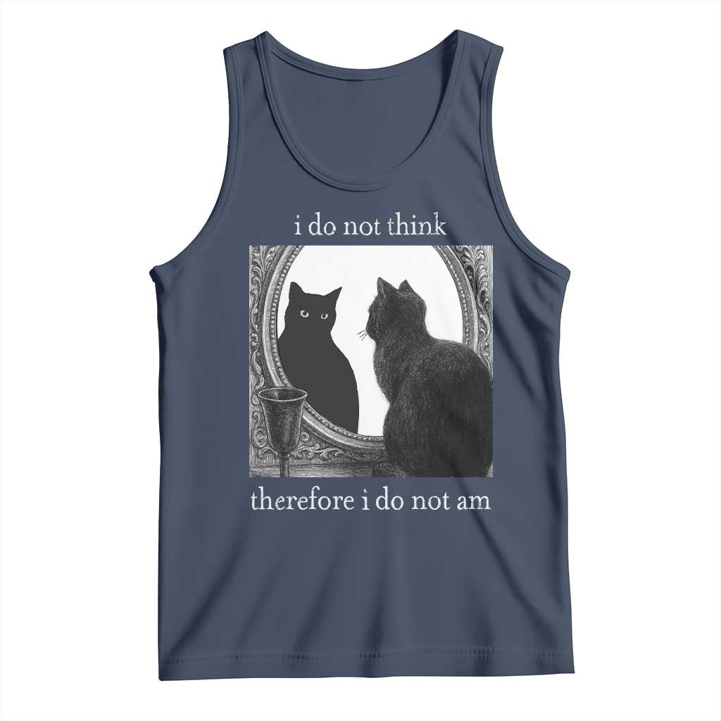 Funny Cat Tank Top I Do Not Think Therefore I Do Not Am Goth Emo Grunge Witchy TS10 Navy Print Your Wear