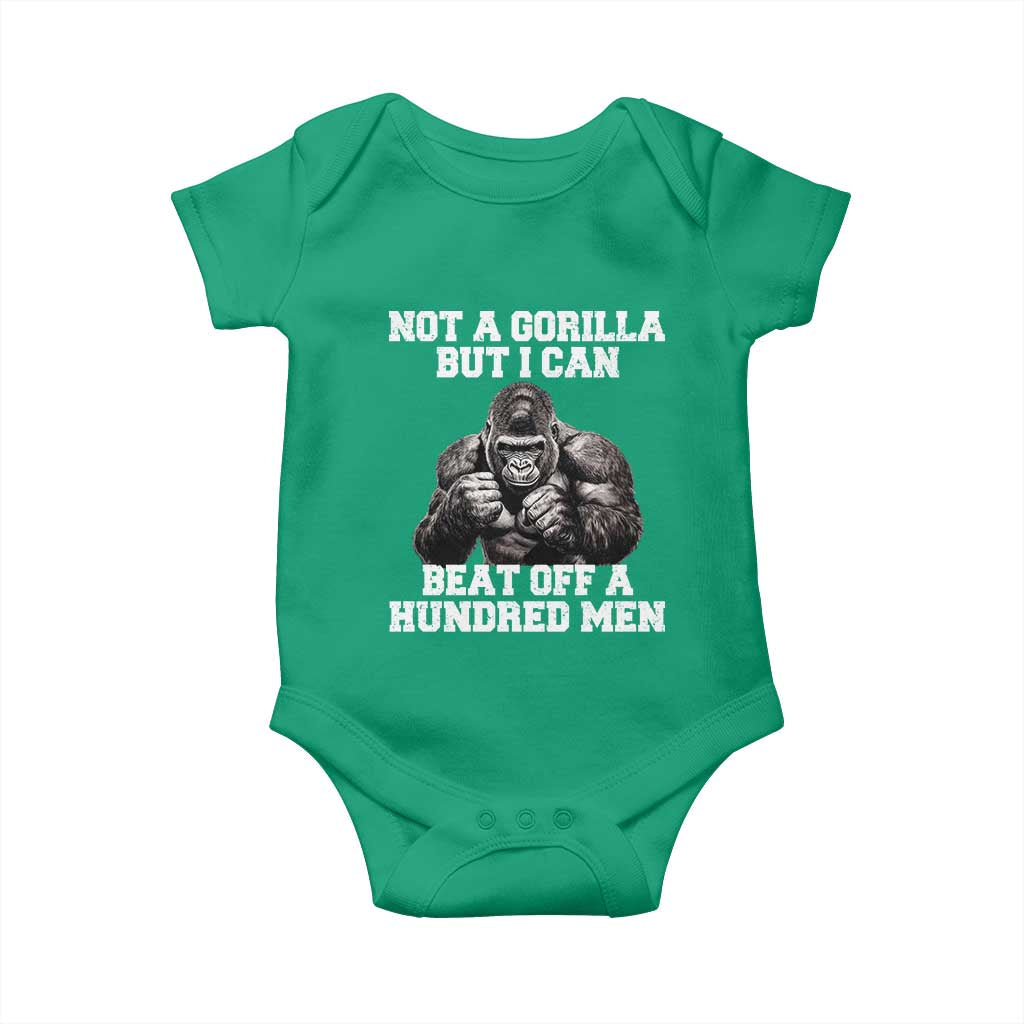 Funny Internet Meme Baby Onesie Not A Gorilla But I Can Beat Off 100 Men TS10 Irish Green Print Your Wear