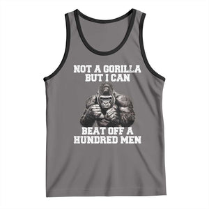 Funny Internet Meme Tank Top Not A Gorilla But I Can Beat Off 100 Men TS10 Deep Heather Black Print Your Wear